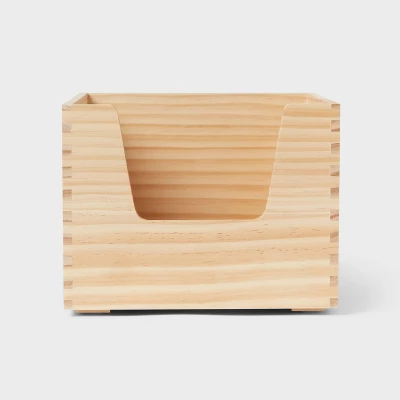 Stackable Kids' Wood Storage Bin Natural - Pillowfort™ - Image 4
