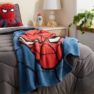Marvel Spider-Man Mask Knit Kids' Throw Blanket - The Marvel Collection By Pillowfort™