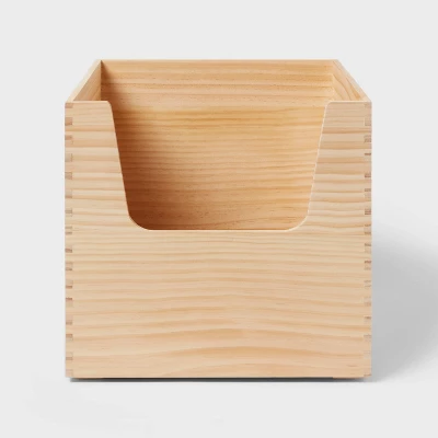 Stackable Kids' Wood Storage Bin Natural - Pillowfort™ - Image 3
