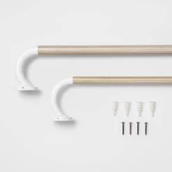 Blackout Kids' Curtain Rod Natural Wood/White - Pillowfort™