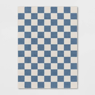 Area Kids' Rug Checker Blue - Pillowfort™ - Image 5