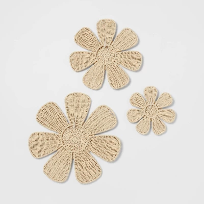 3pc Woven Flower Kids' Wall Décor Set - Pillowfort™ - Image 3