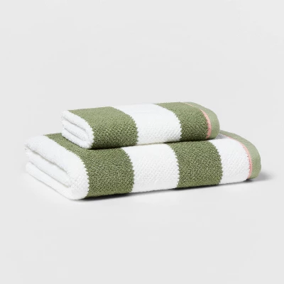 Striped Kids’ Towel Green With SILVADUR™ Antimicrobial Technology Green - Pillowfort™ - Image 3