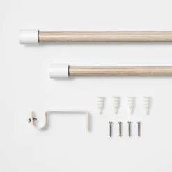 White Finial Kids' Curtain Rod Natural Wood - Pillowfort™