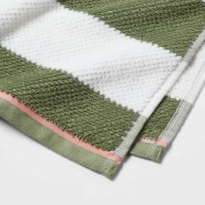 Striped Kids’ Towel Green With SILVADUR™ Antimicrobial Technology Green - Pillowfort™ - Image 2