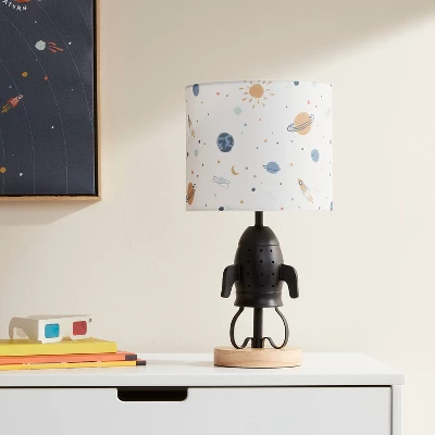 Spaceship Figural Kids' Table Lamp Black - Pillowfort™ - Image 2