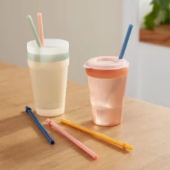 Kids' 6pc Plastic Rainbow Tumbler Straws - Pillowfort™: Dishwasher-Safe, Reusable For Cold Beverages