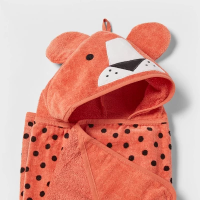 25"x50" Cheetah Kids' Hooded Towel Orange - Pillowfort™ - Image 2