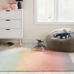 4'x5'6" Ombre Neon Rainbow Tufted Kids' Rug - Pillowfort™