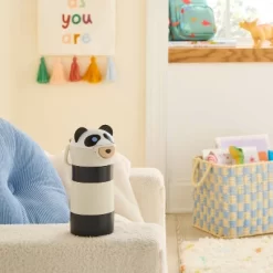 Kids' 10 Fl Oz Panda Animal Water Bottle Black - Pillowfort™