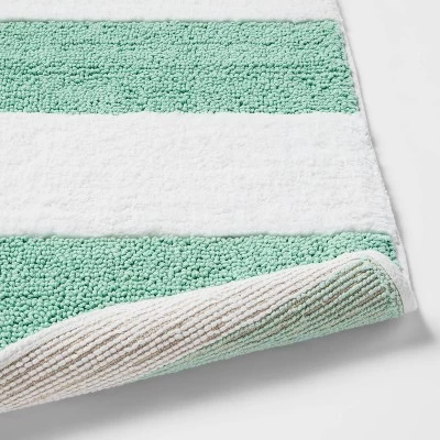 Rugby Striped Kids' Bath Rug Teal - Pillowfort™ - Image 3