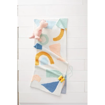 48"x58" Knit Kids' Throw Shapes Cream - Pillowfort™