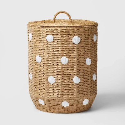 Woven Paper Dot Floor Kids' Hamper Natural - Pillowfort™ - Image 4