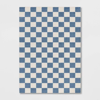 Area Kids' Rug Checker Blue - Pillowfort™ - Image 4