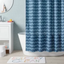 Wave Kids' Shower Curtain Blue - Pillowfort™